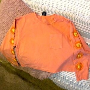 Obey long sleeve crop top orange size S